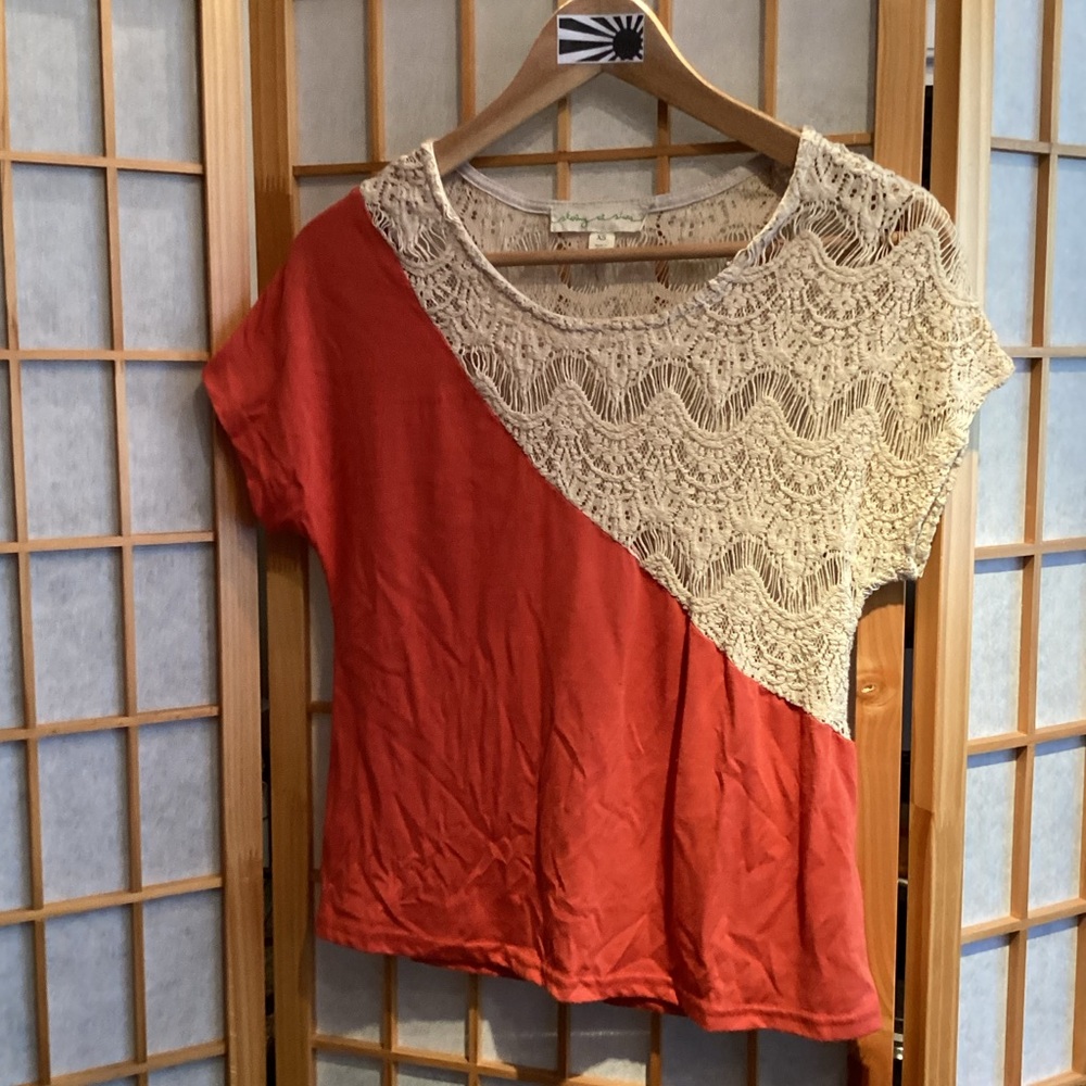 Vintage UO Staring at Stars Crochet Lace Asymmetrical Top Women's Size XS